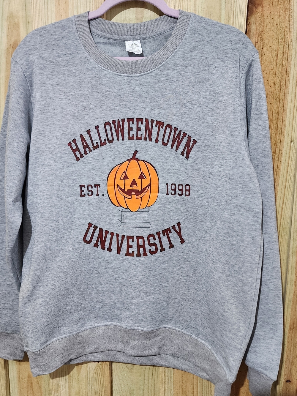 Halloweentown University Gray Graphic Sweatshirt with Pumpkin.  Brand New